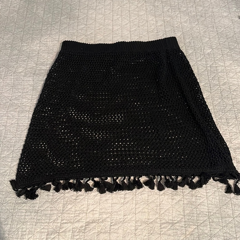 Black mesh cover up skirt